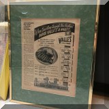 A36. Framed Valle's Steak House ad.